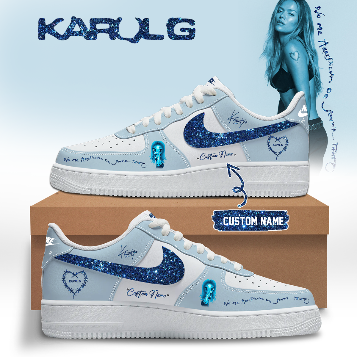 KaRol G Album “NO ME ARREPIENTO DE SENTIR TANTO” 🩵 – Shoes