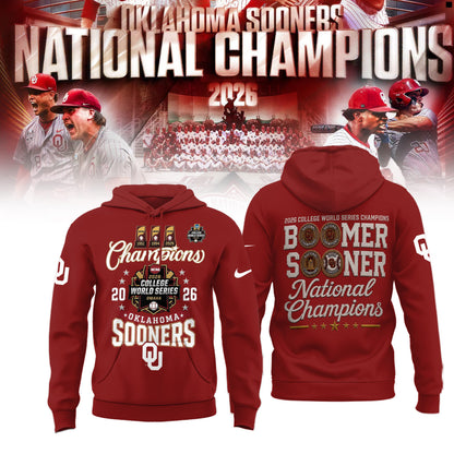 Oklahoma Sooners 2026 NCAA Baseball National Champions Hoodie