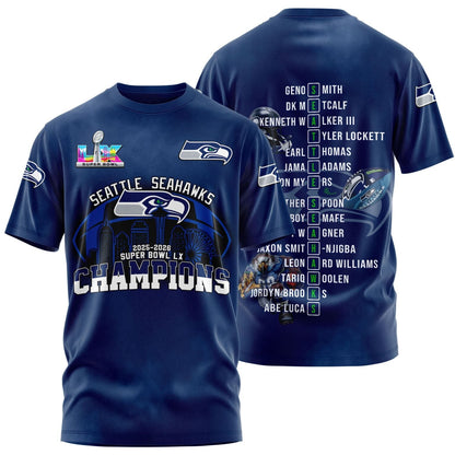 Seattle Seahawks Super Bowl LX Champions Limited Edition T.shirt