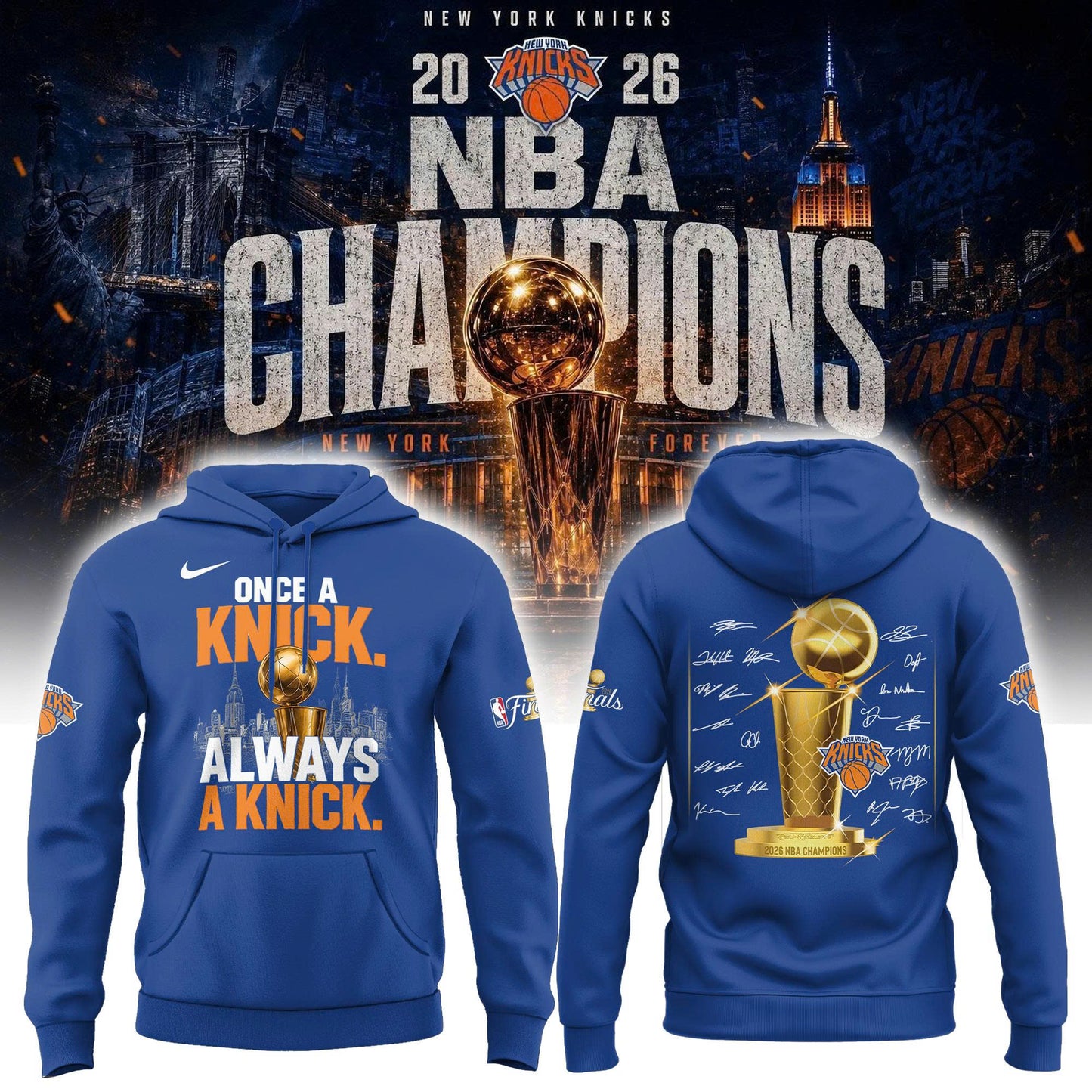 New York Knicks Basketball NBA Rings Champions Hoodie