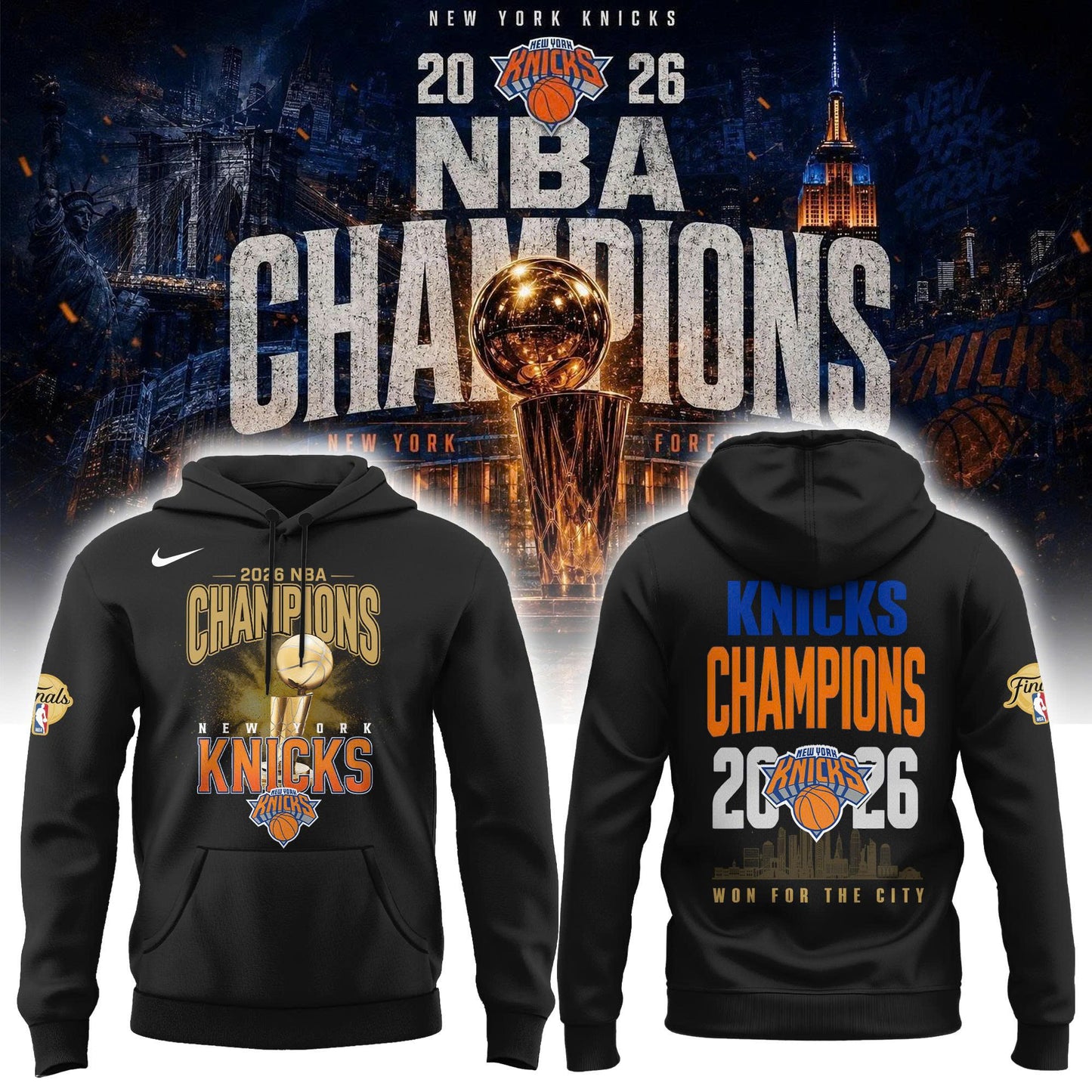 New York Knicks Basketball NBA Rings Champions Hoodie