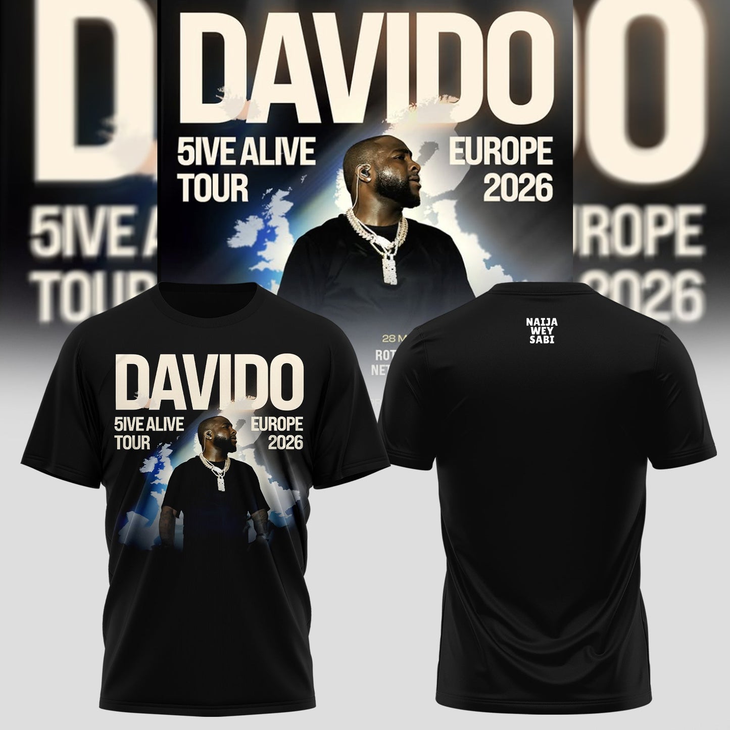 Davido “ 5IVE ALIVE TOUR “ EUROPE 2026 Collection