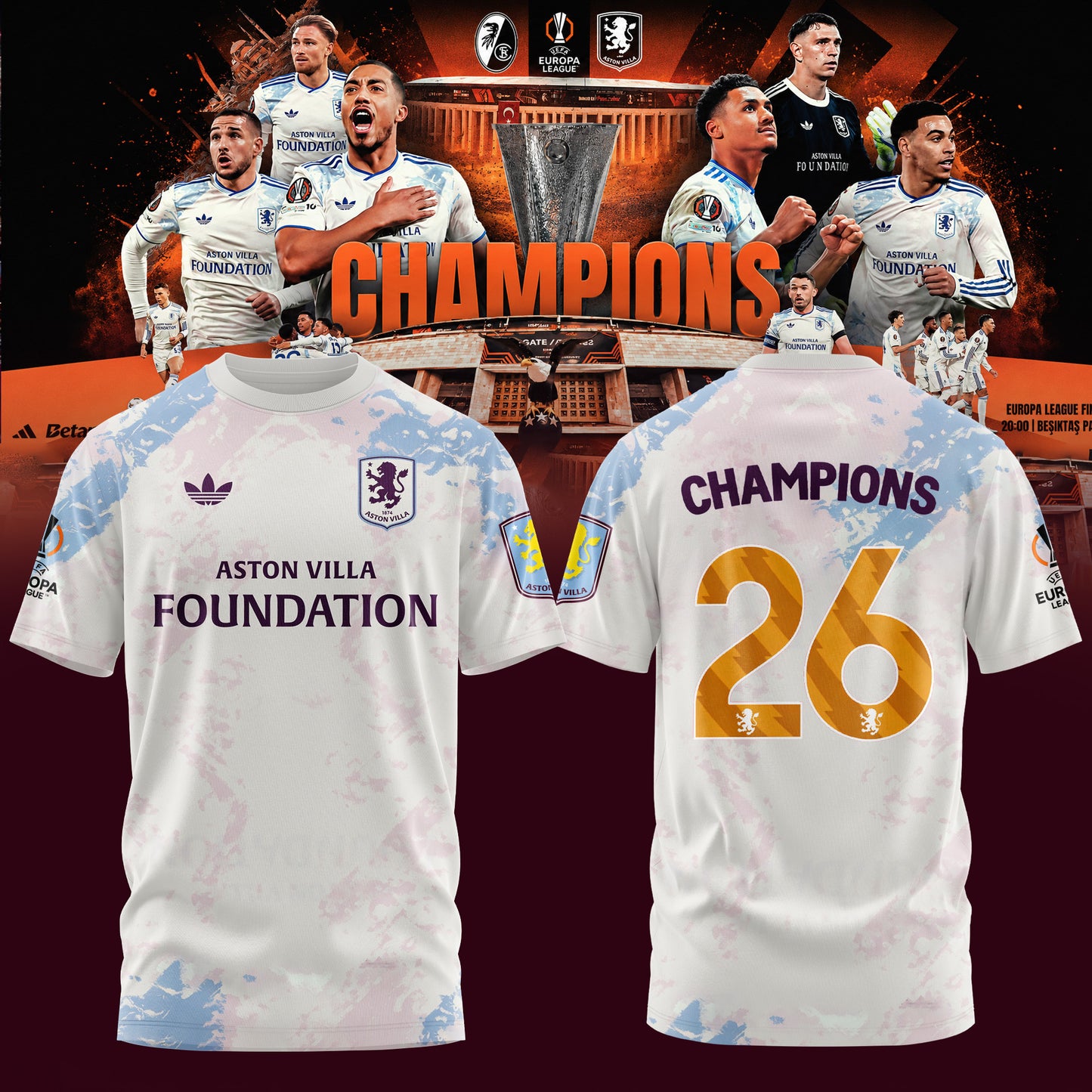 Aston Villa Champions Europa League 25/26 Tshirt