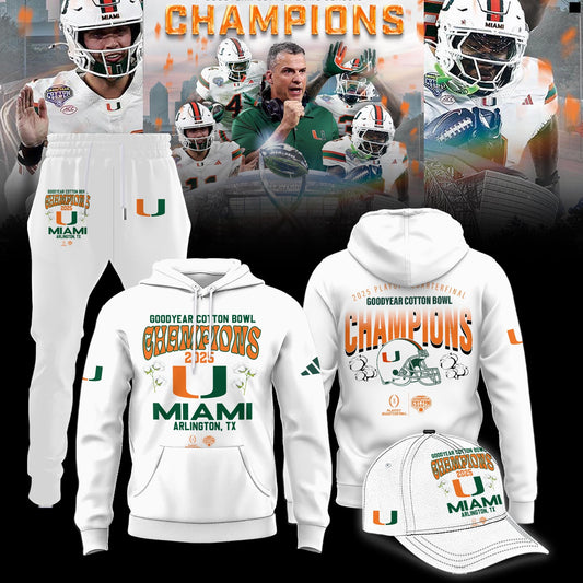 Miami Hurricanes Football Cotton Bowl Champions 2025 Combo Hoodie