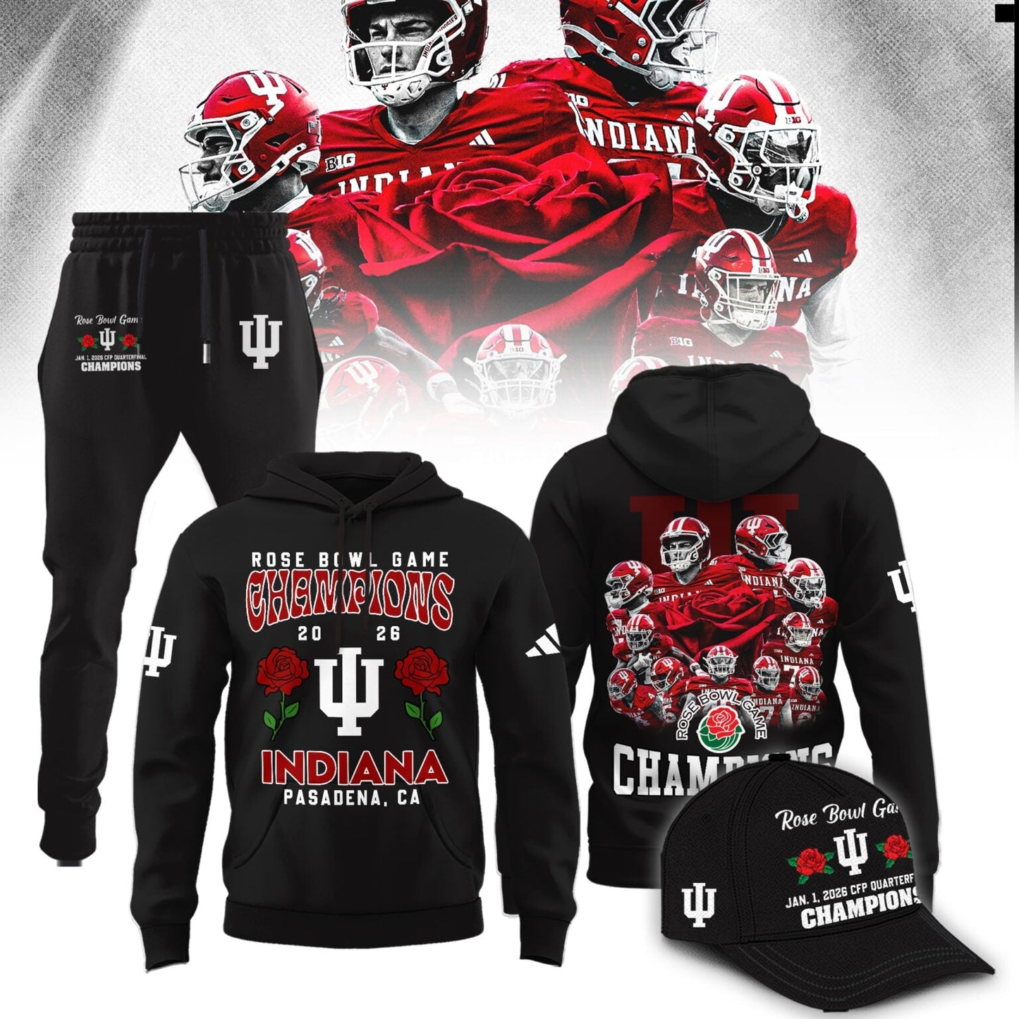 Indiana Hoosiers Rose Bowl Champions Combo Hoodie