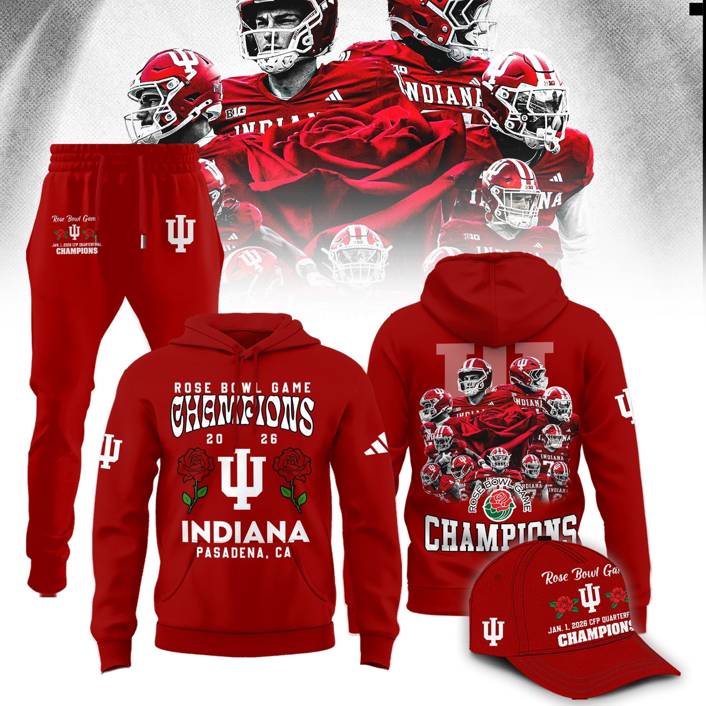 Indiana Hoosiers Rose Bowl Champions Combo Hoodie