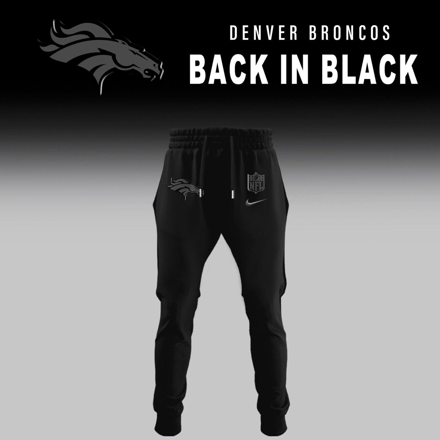 Denver Broncos Back In Black Half Zip Hoodie