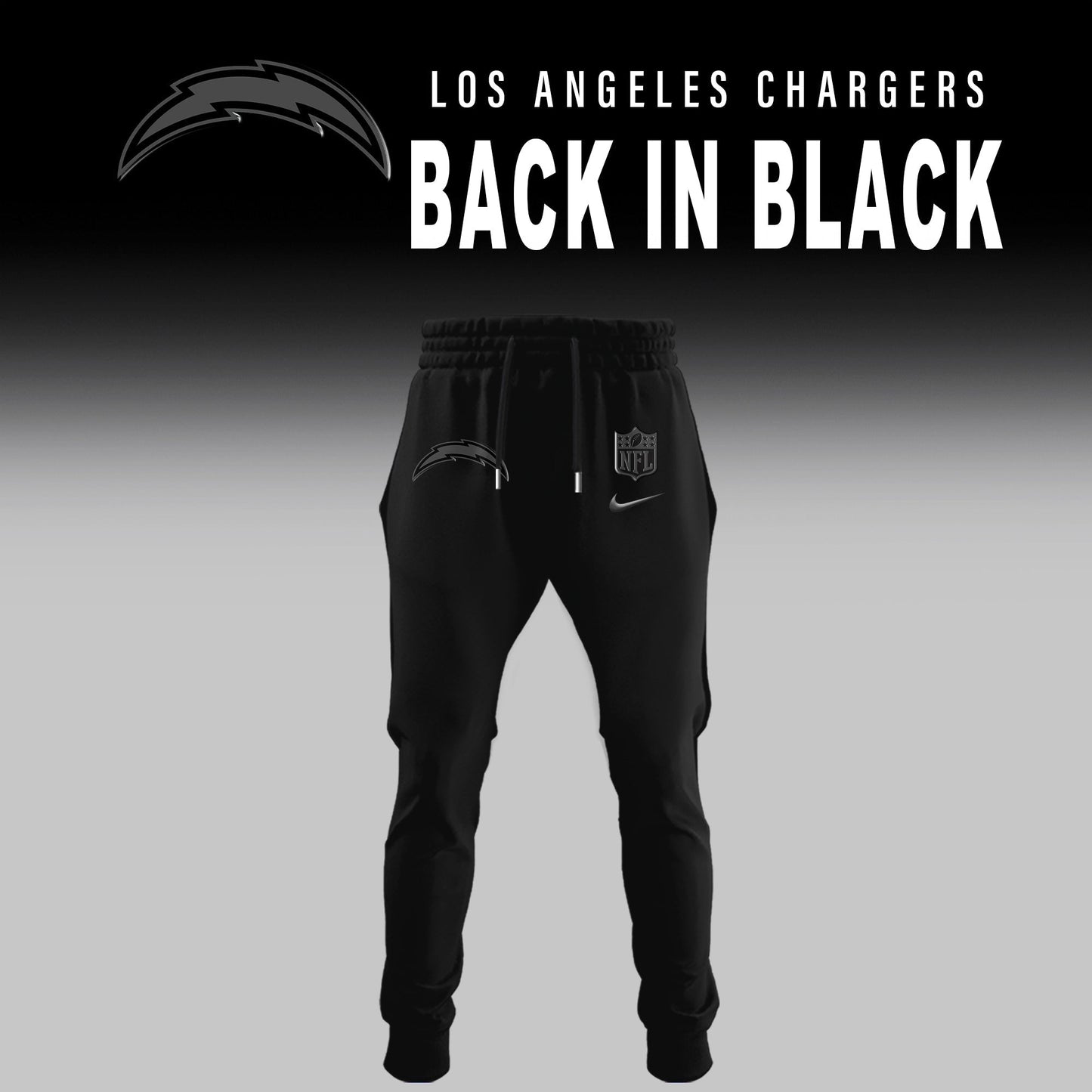 Los Angeles Chargers Back In Black Half Zip Hoodie