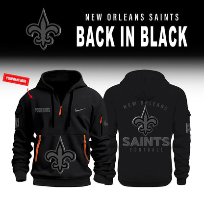 New Orleans Saints Back In Black Half Zip Hoodie