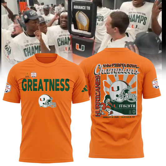 Miami Hurricanes College Football Playoff 2025 Fiesta Bowl Champions Combo T-Shirt