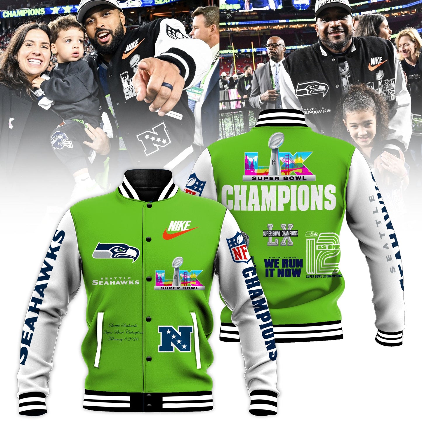 Seattle Seahawks Super Bowl LX Champions Bomber Jacket