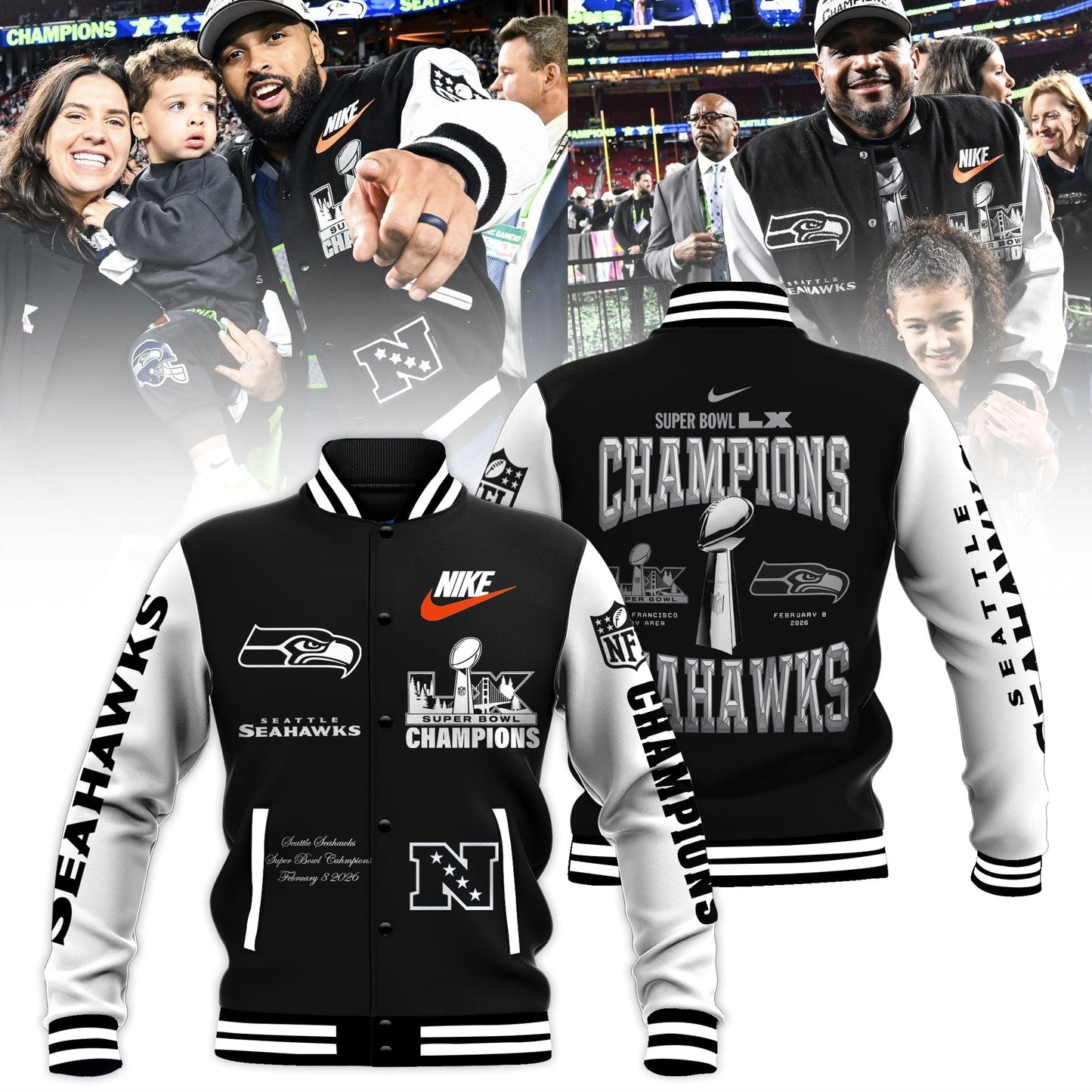 Seattle Seahawks Super Bowl LX Champions Bomber Jacket