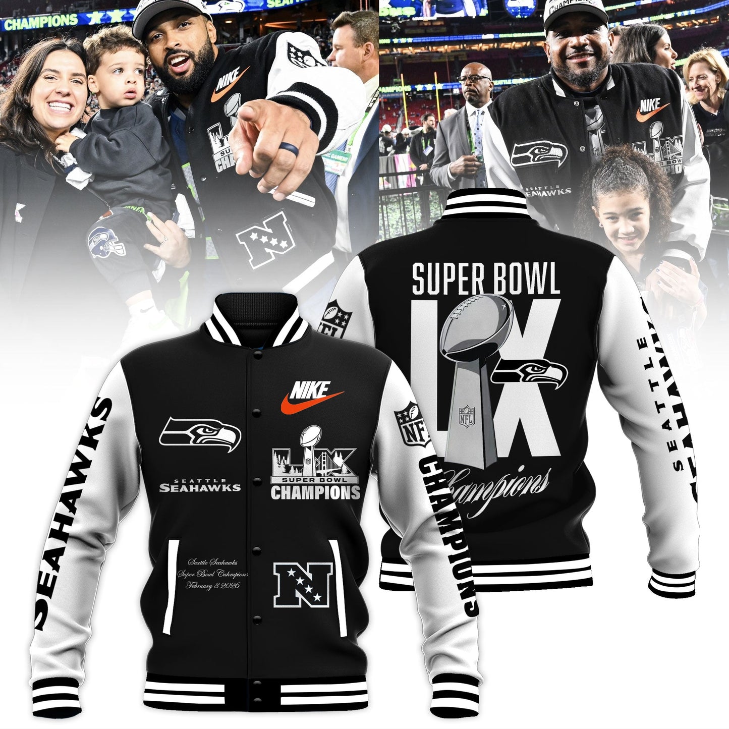 Seattle Seahawks Super Bowl LX Champions Bomber Jacket