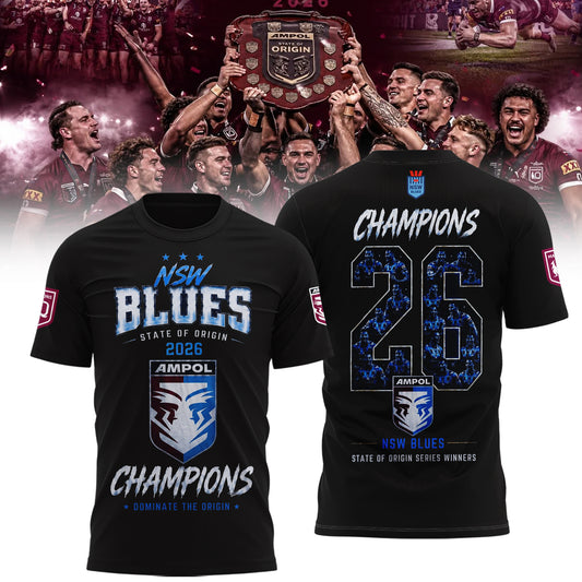 Limited Edition NSW Blues 2026 State Of Origin Champions Champions Shirt