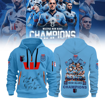 Limited Edition NSW Blues 2026 State Of Origin Champions Half ZipHoodie