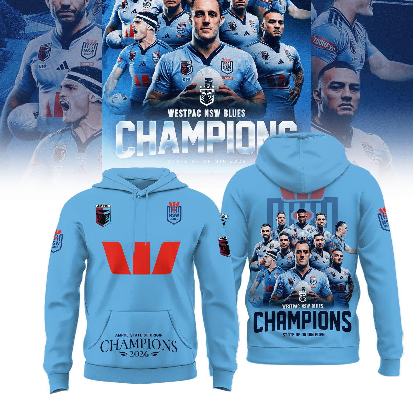 Limited Edition NSW Blues 2026 State Of Origin Champions Hoodie