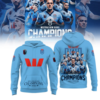 Limited Edition NSW Blues 2026 State Of Origin Champions Hoodie