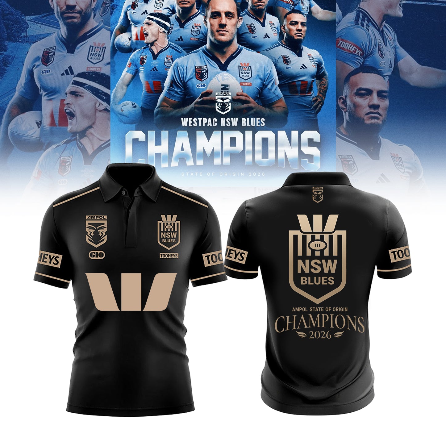 Limited Edition NSW Blues 2026 State Of Origin Champions Polo
