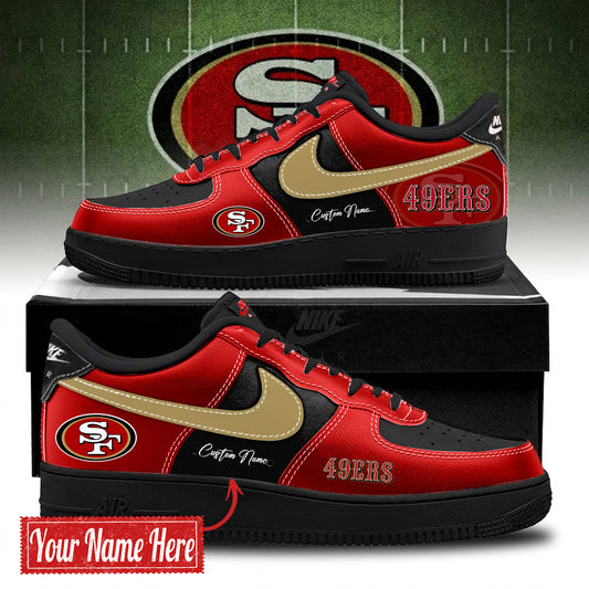 San Francisco 49ers BOLD BLACK and RED Limited Edition AF1 Sneakers
