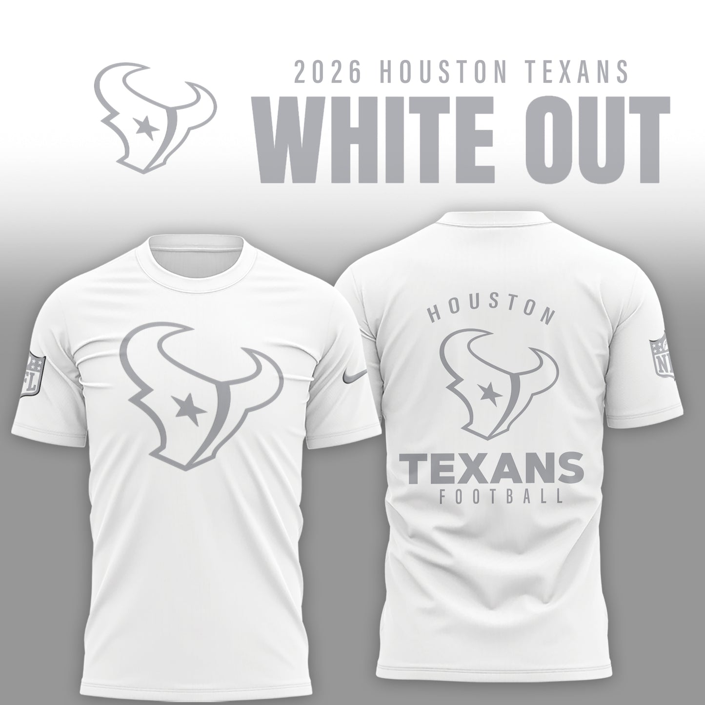 Houston Texans Bold White New Special Edition T-shirt