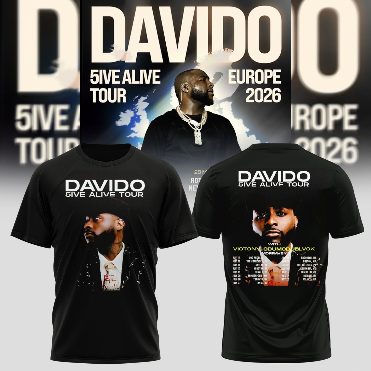 Davido “ 5IVE ALIVE TOUR “ EUROPE 2026 Collection