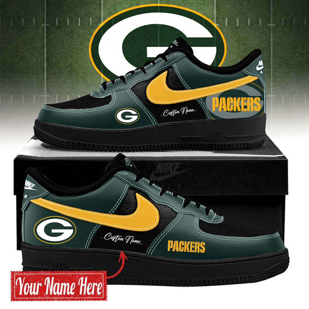 Green Bay Packers BOLD BLACK and GREEN Limited Edition AF1 Sneakers