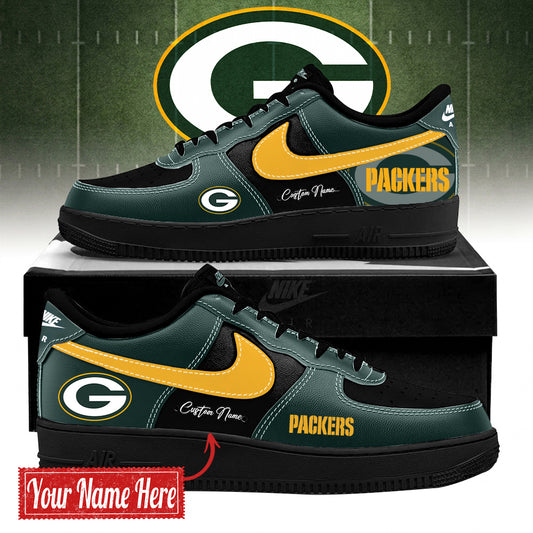 Green Bay Packers BOLD BLACK and GREEN Limited Edition AF1 Sneakers