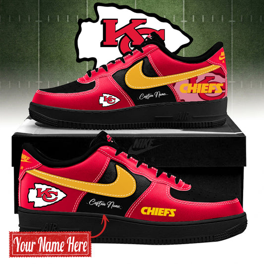 Kansas City Chiefs BOLD BLACK and RED Limited Edition AF1 Sneakers