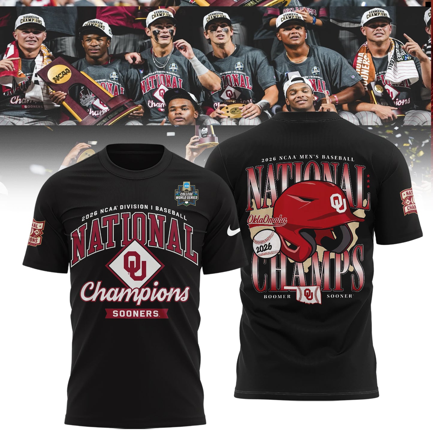 Oklahoma Sooners 2026 NCAA Baseball National Champions Tshirt