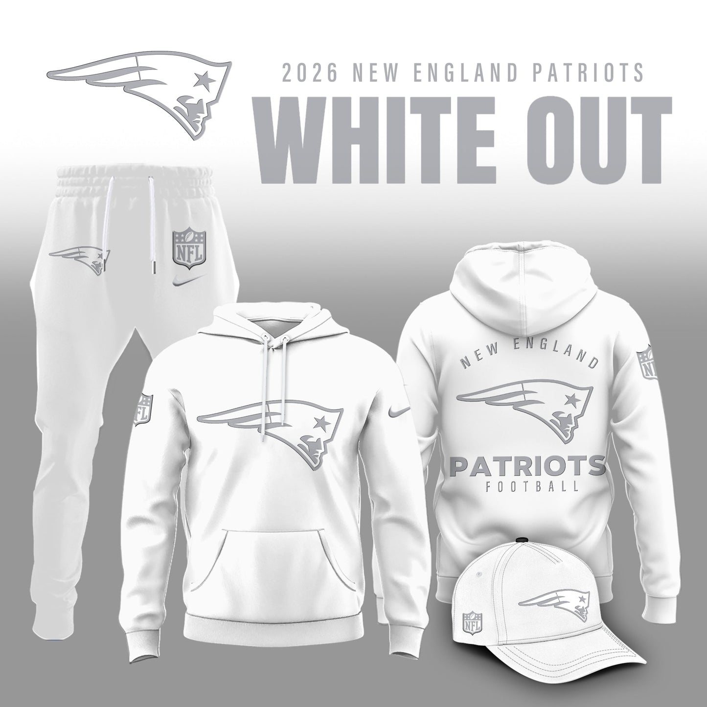 New England Patriots 2026 White Out Limited Edition Hoodie