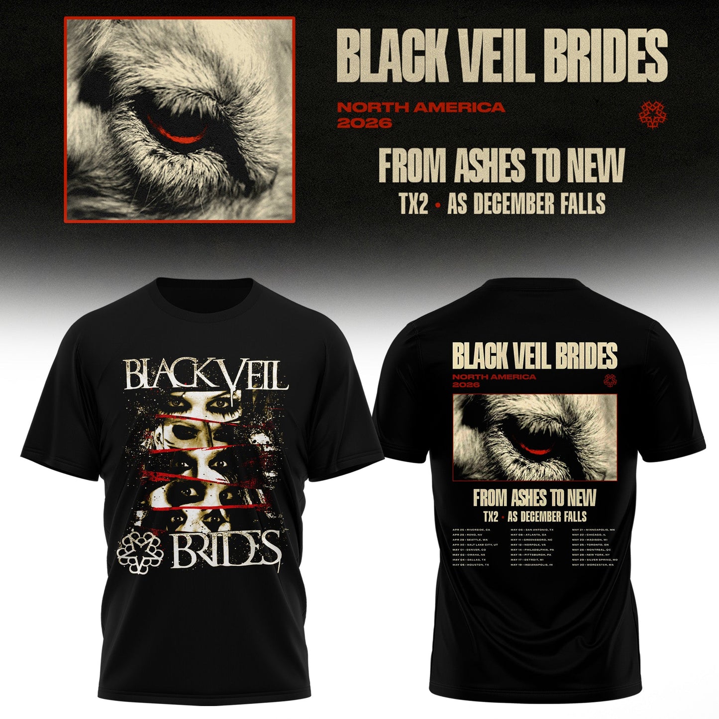 Black Veil Brides “ From Ashes To New Tour (North America 2026) Limited Tshirt
