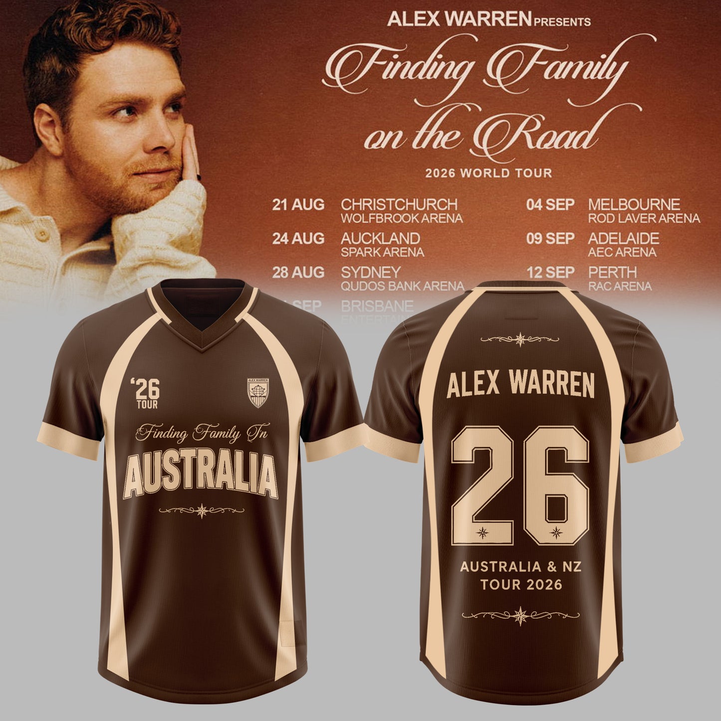Alex Warren: Finding Family on the Road AUS Tour 2026 Limited Football/Soccer Jersey