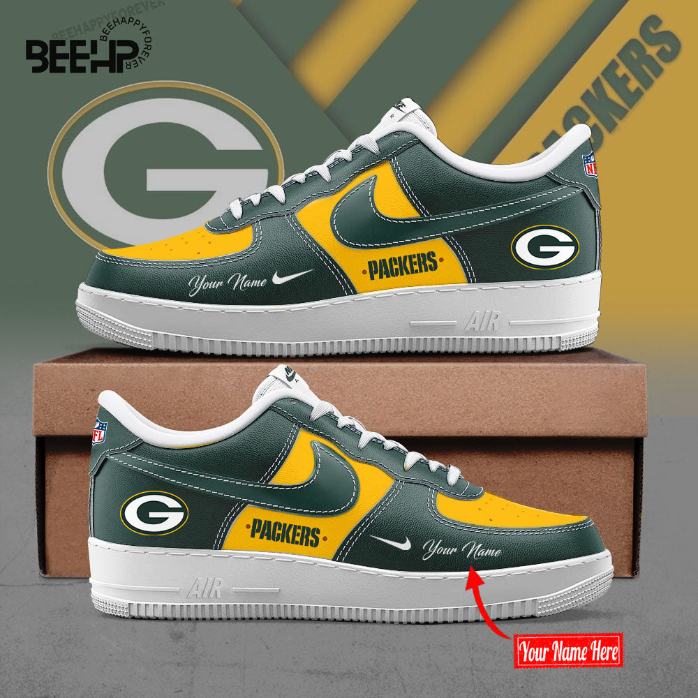 Green Bay Packers BOLD YELLOW and GREEN Limited Edition AF1 Sneakers