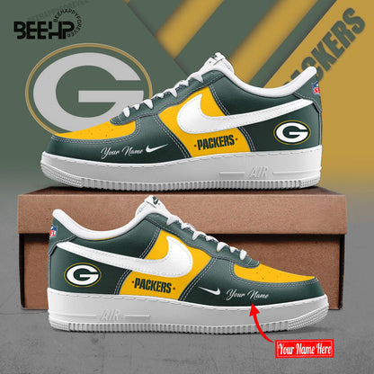 Green Bay Packers BOLD WHITE and GREEN Limited Edition AF1 Sneakers