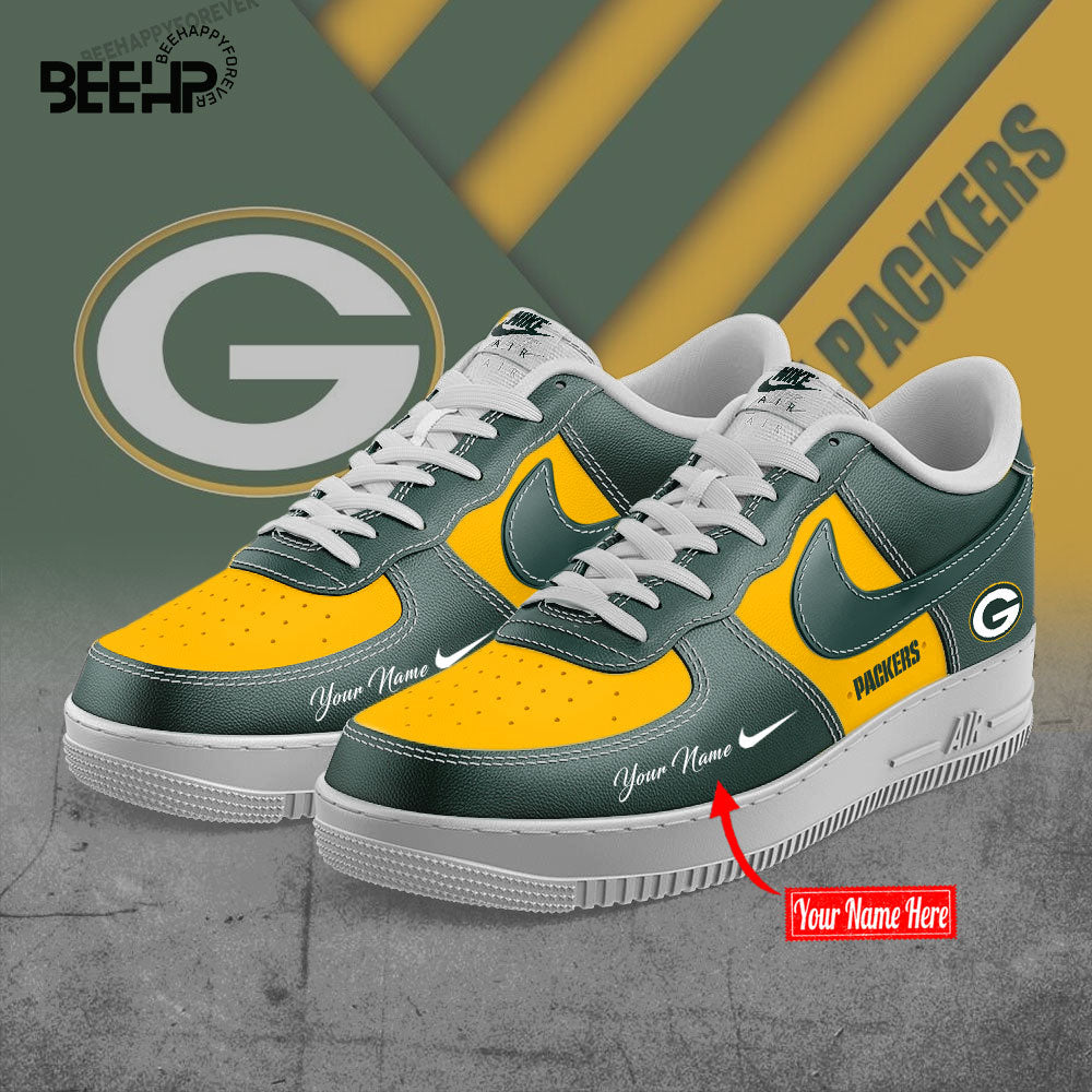 Green Bay Packers BOLD YELLOW and GREEN Limited Edition AF1 Sneakers