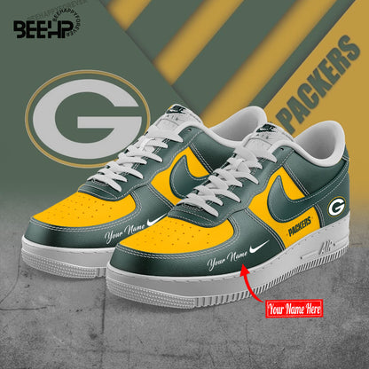 Green Bay Packers BOLD YELLOW and GREEN Limited Edition AF1 Sneakers