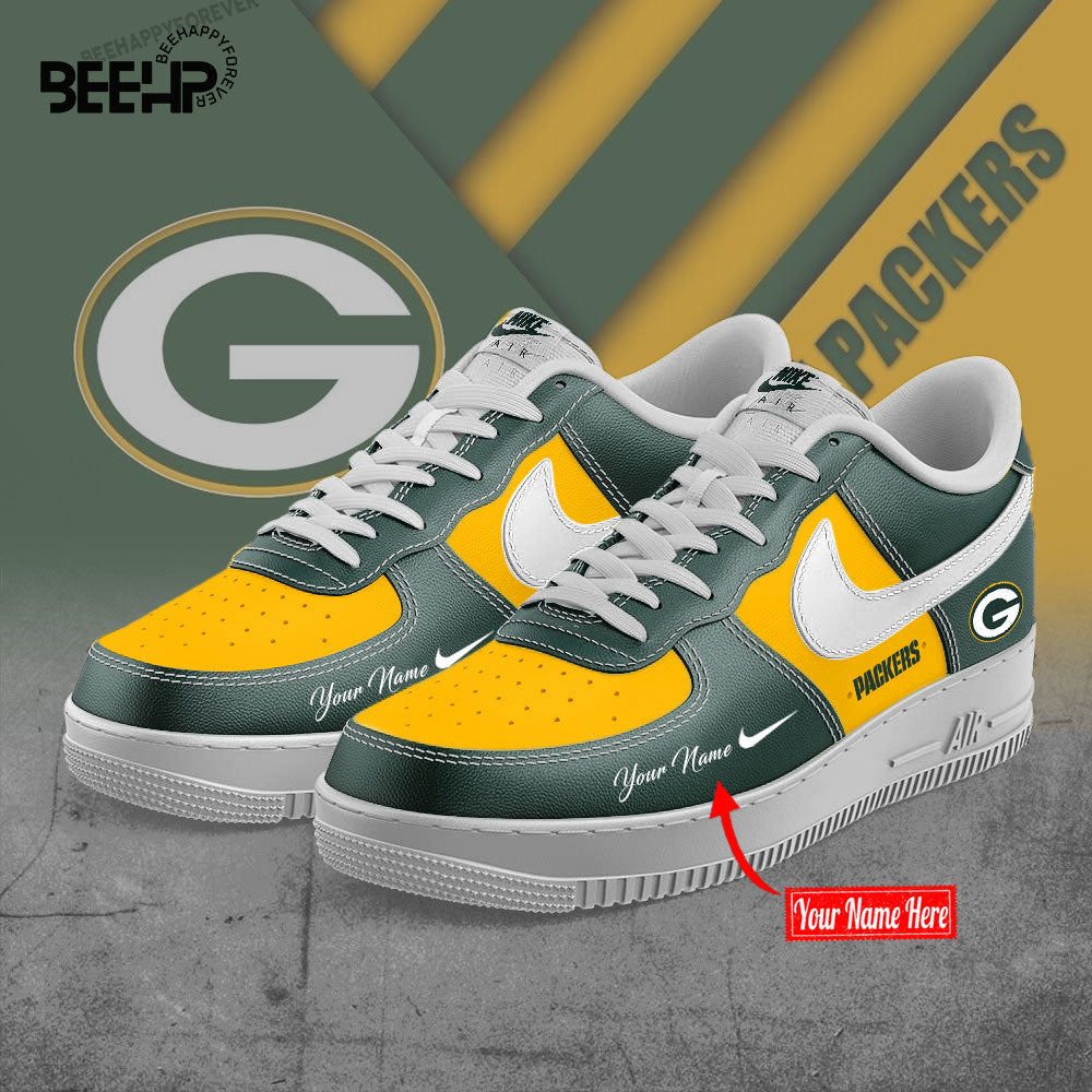 Green Bay Packers BOLD WHITE and GREEN Limited Edition AF1 Sneakers