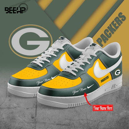 Green Bay Packers BOLD WHITE and GREEN Limited Edition AF1 Sneakers