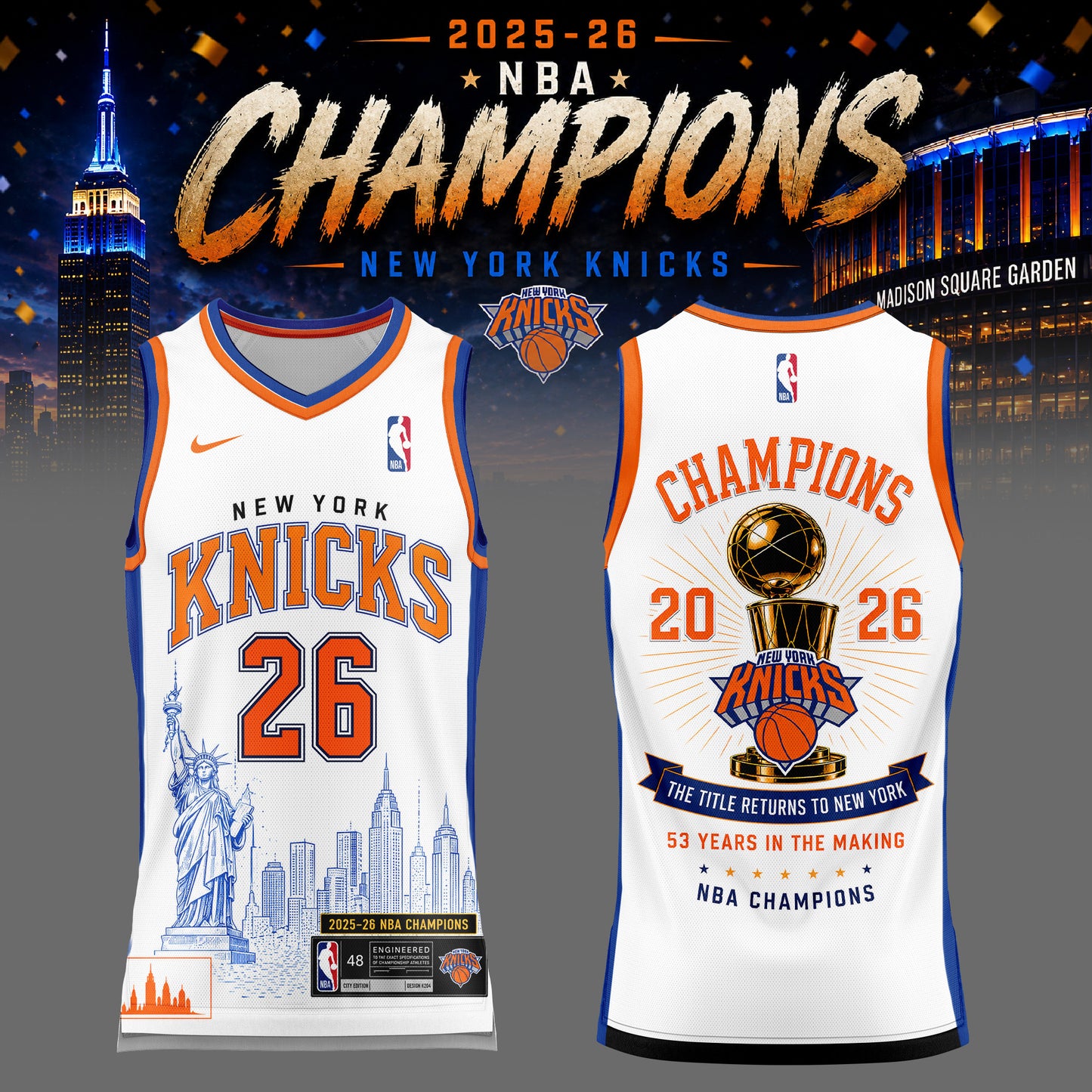 New York Knicks NBA Finals Champs Locker Room Basketball Jersey