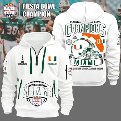 Miami Hurricanes College Football Playoff 2025 Fiesta Bowl Champions Combo Half Zip Hoodie