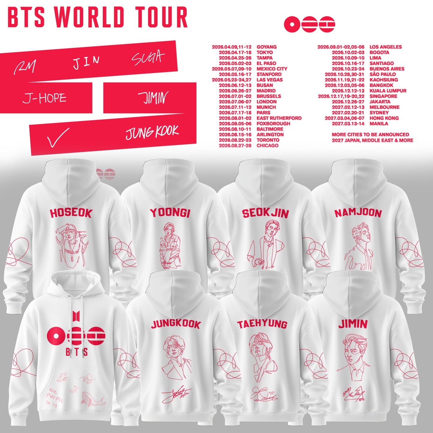 BTS: 2026 World Tour Exclusive Hoodie