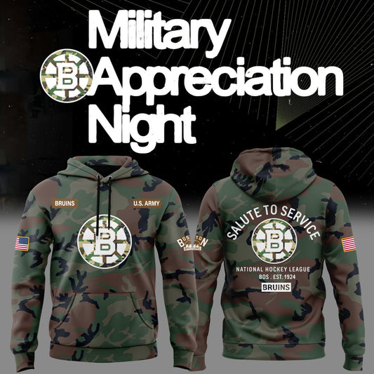 Limited Edition Boston Bruins Military Appreciation Night Hoodie 2025