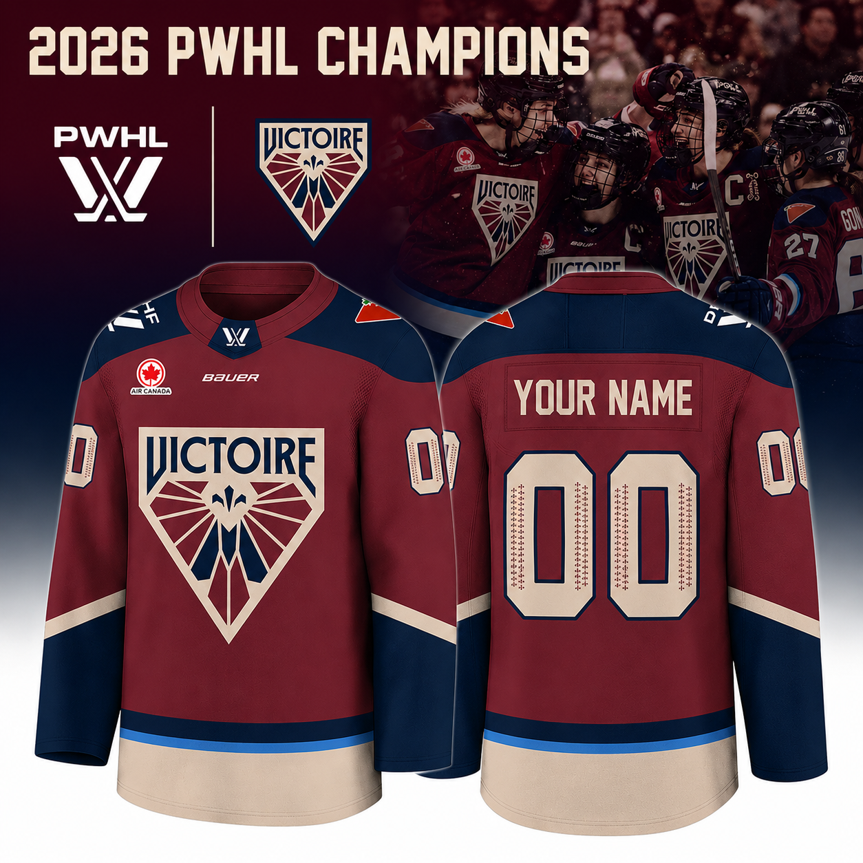 Montreal Victoire PWHL Personalization 2026 Jersey Limited Edition Home