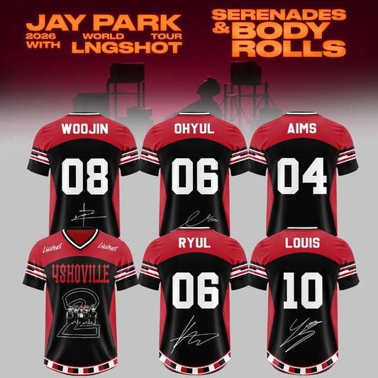 LNGSHOT – 2026 World Tour ‘Serenades & Body Rolls’ Oversized Fottball Jersey – Limited Members Edition