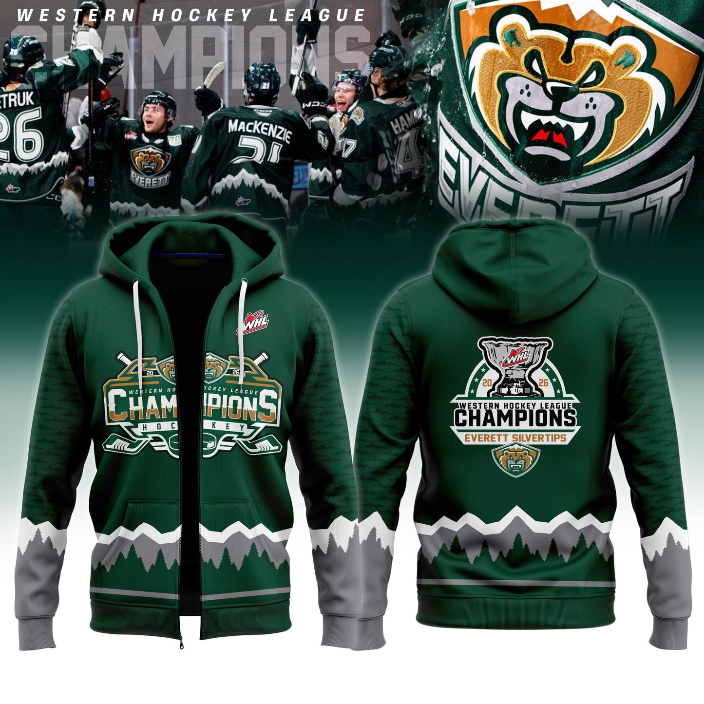 Everett Silvertips Champions Western Hockey League 2026 Ziphoodie Limited Edition