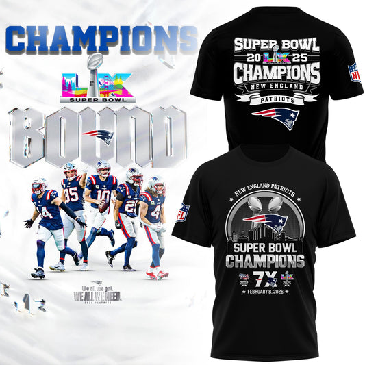 New England Patriots“ Super Bowl LX 2025 Champions T-Shirt