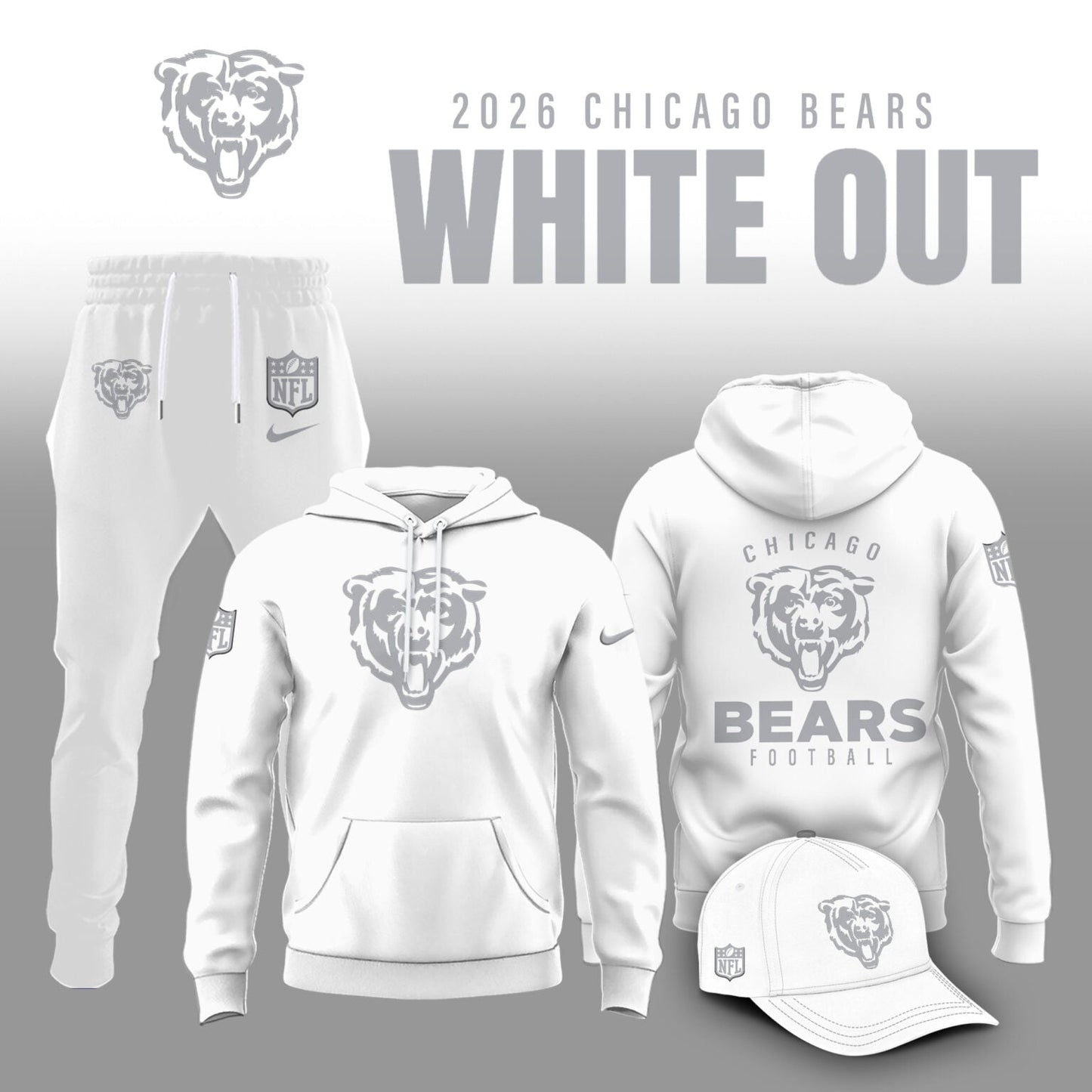 Chicago Bears 2026 White Out Limited Edition Hoodie