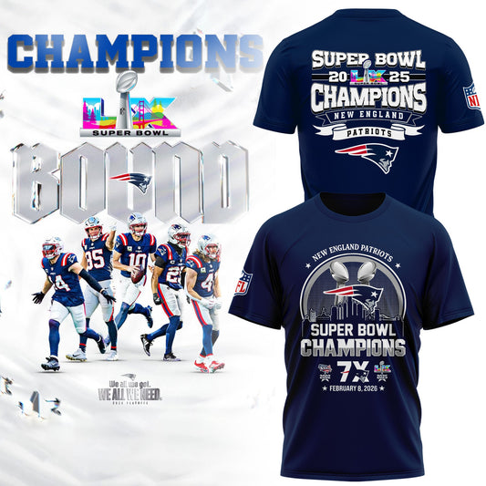 New England Patriots“ Super Bowl LX 2025 Champions T-Shirt