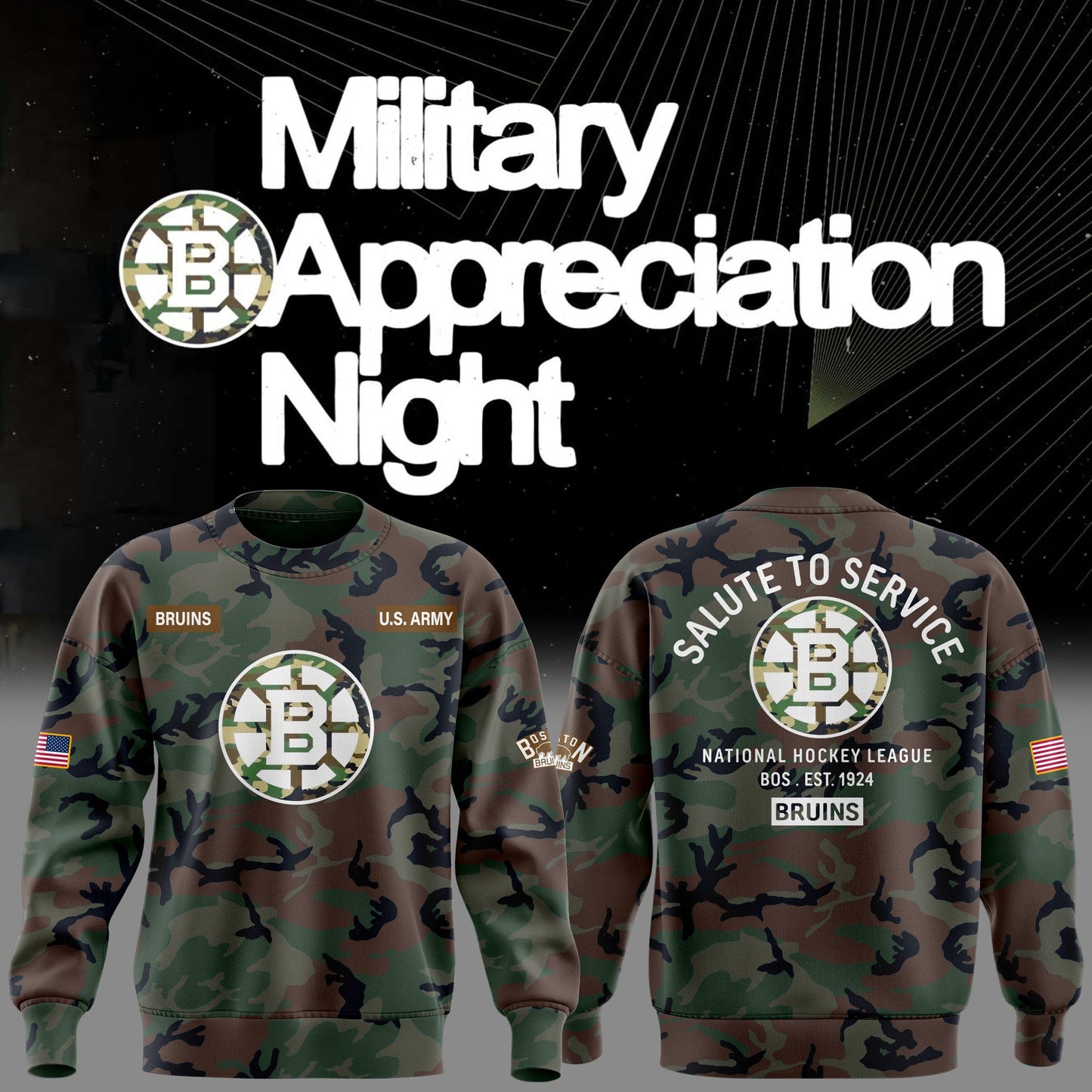Limited Edition Boston Bruins Military Appreciation Night Sweatshirt 2025