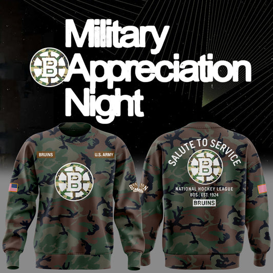 Limited Edition Boston Bruins Military Appreciation Night Sweatshirt 2025